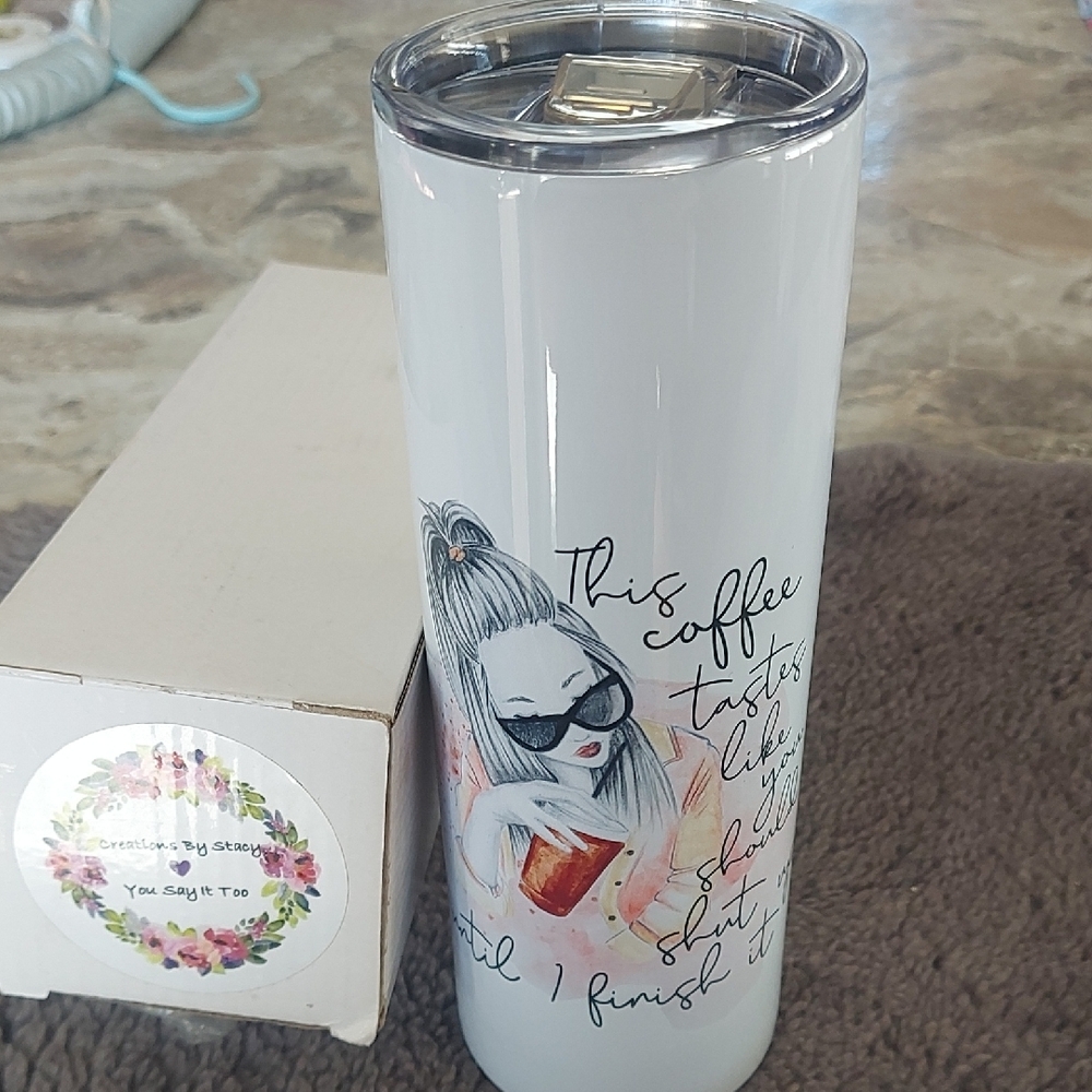 White Tumbler with Stylish Design